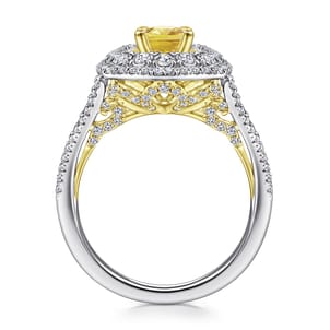 Ryan - 14K White-Yellow Gold Oval Yellow Sapphire and Diamond Triple Halo Engagement Ring