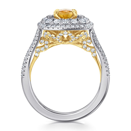 Ryan - 14K White-Yellow Gold Oval Yellow Sapphire and Diamond Triple Halo Engagement Ring