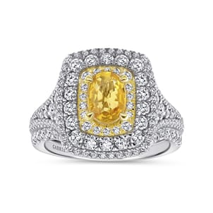 Ryan - 14K White-Yellow Gold Oval Yellow Sapphire and Diamond Triple Halo Engagement Ring