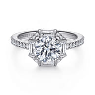 Ryland - 14K White Gold Octagonal Halo Round Diamond Engagement Ring