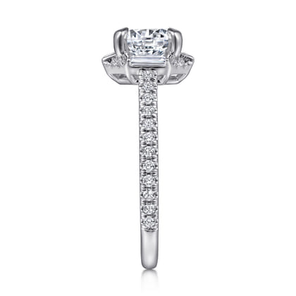 Ryland - 14K White Gold Octagonal Halo Round Diamond Engagement Ring
