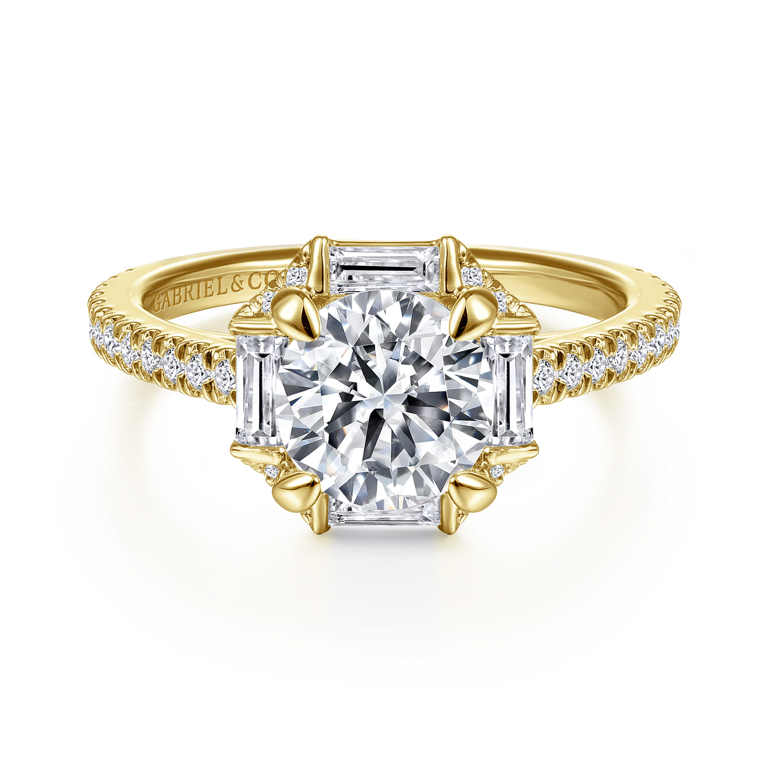 Ryland - 14K Yellow Gold Octagonal Halo Round Diamond Engagement Ring
