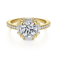 Ryland - 14K Yellow Gold Octagonal Halo Round Diamond Engagement Ring