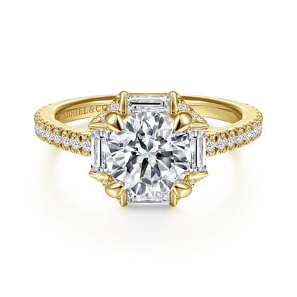 Ryland - 14K Yellow Gold Octagonal Halo Round Diamond Engagement Ring