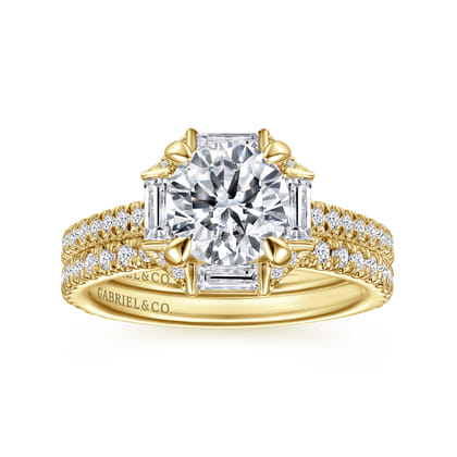 Ryland - 14K Yellow Gold Octagonal Halo Round Diamond Engagement Ring