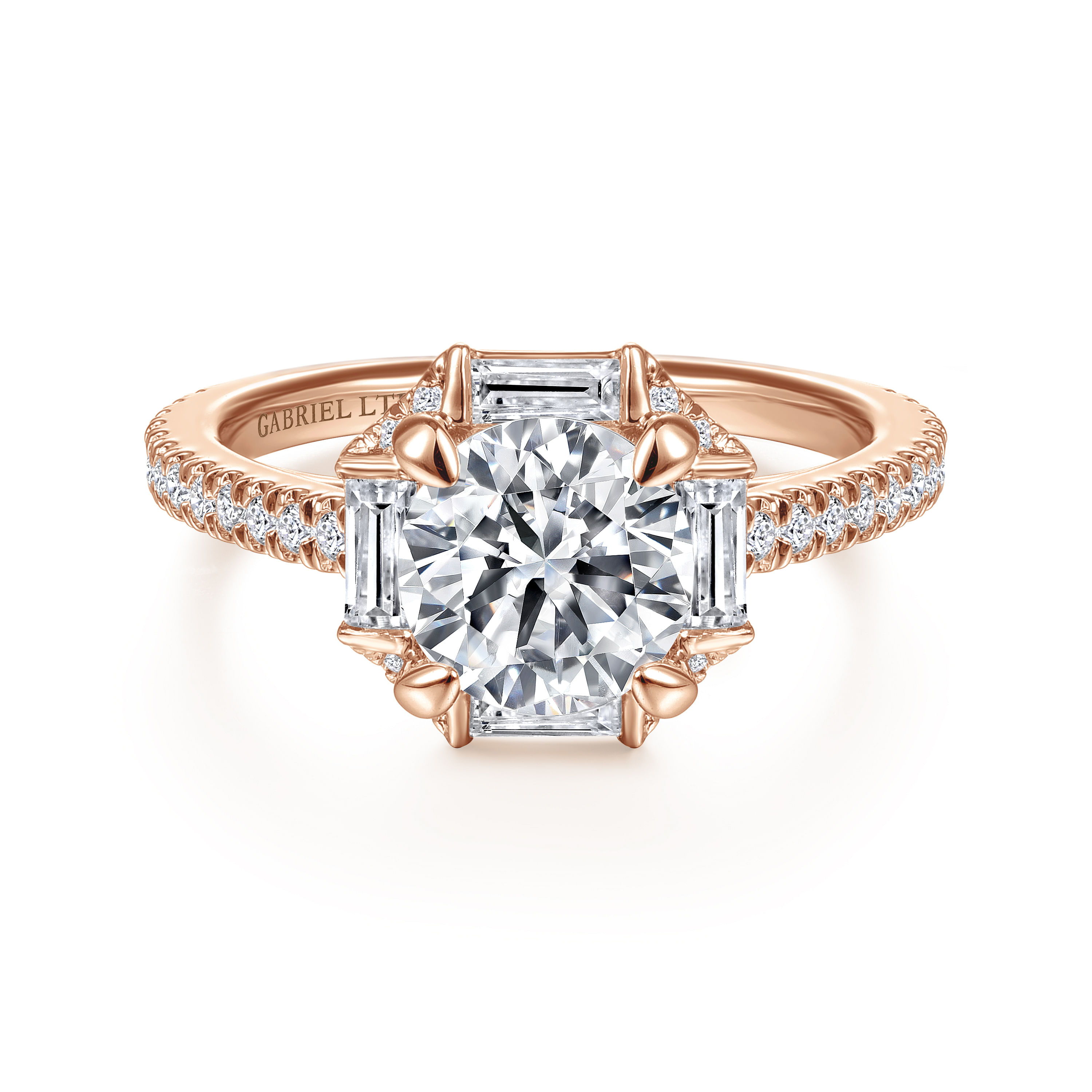 Ryland - 18K Rose Gold Octagonal Halo Round Diamond Engagement Ring