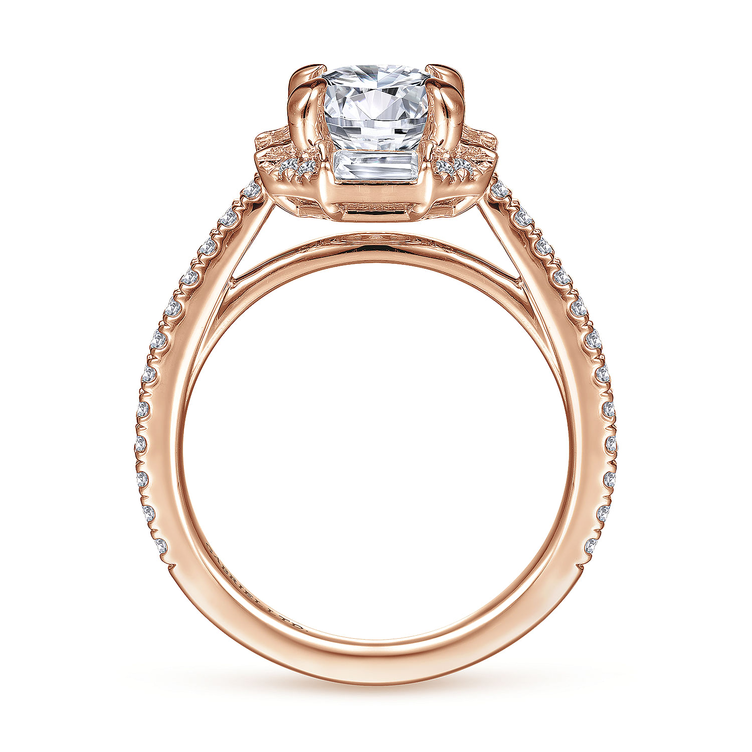 Ryland - 18K Rose Gold Octagonal Halo Round Diamond Engagement Ring