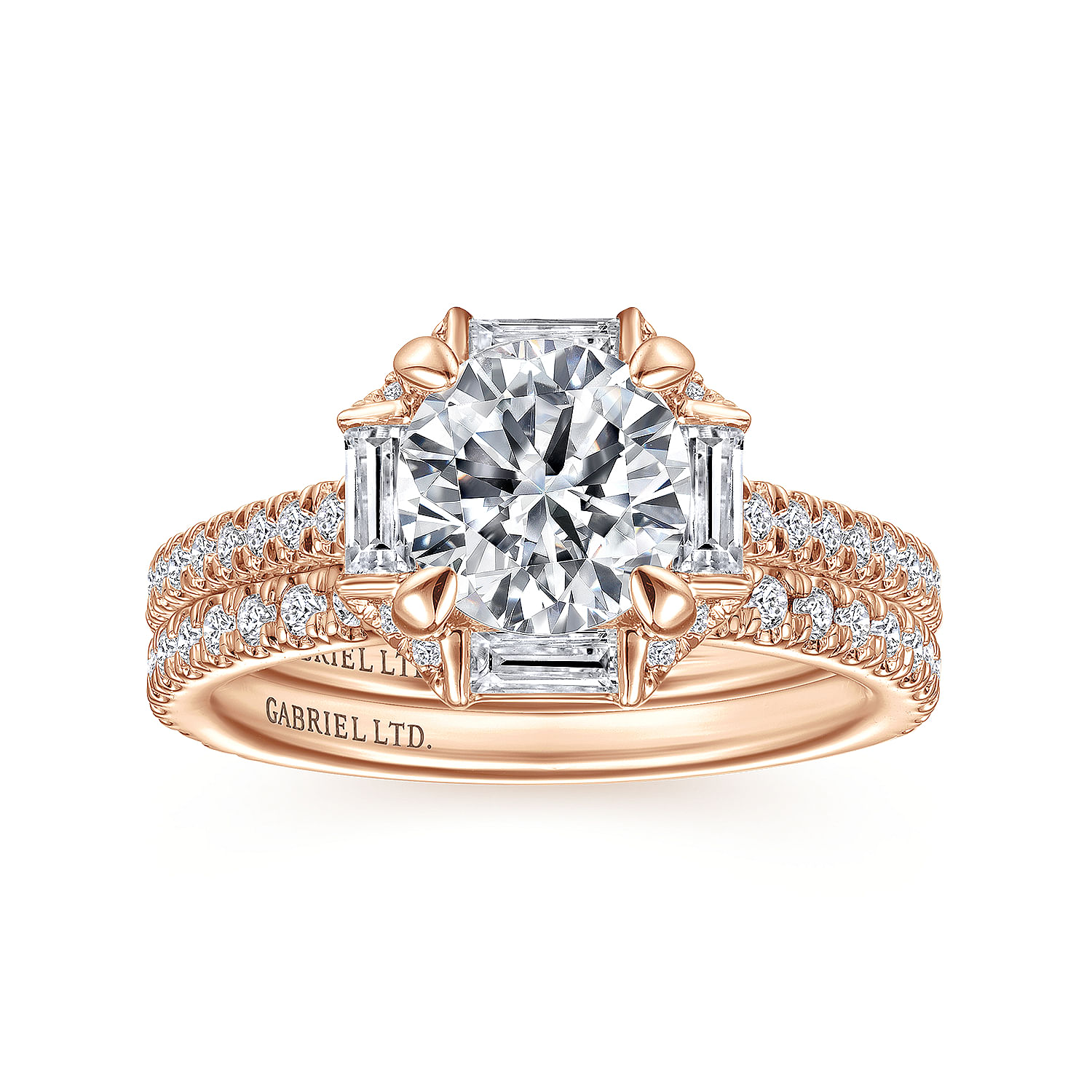 Ryland - 18K Rose Gold Octagonal Halo Round Diamond Engagement Ring
