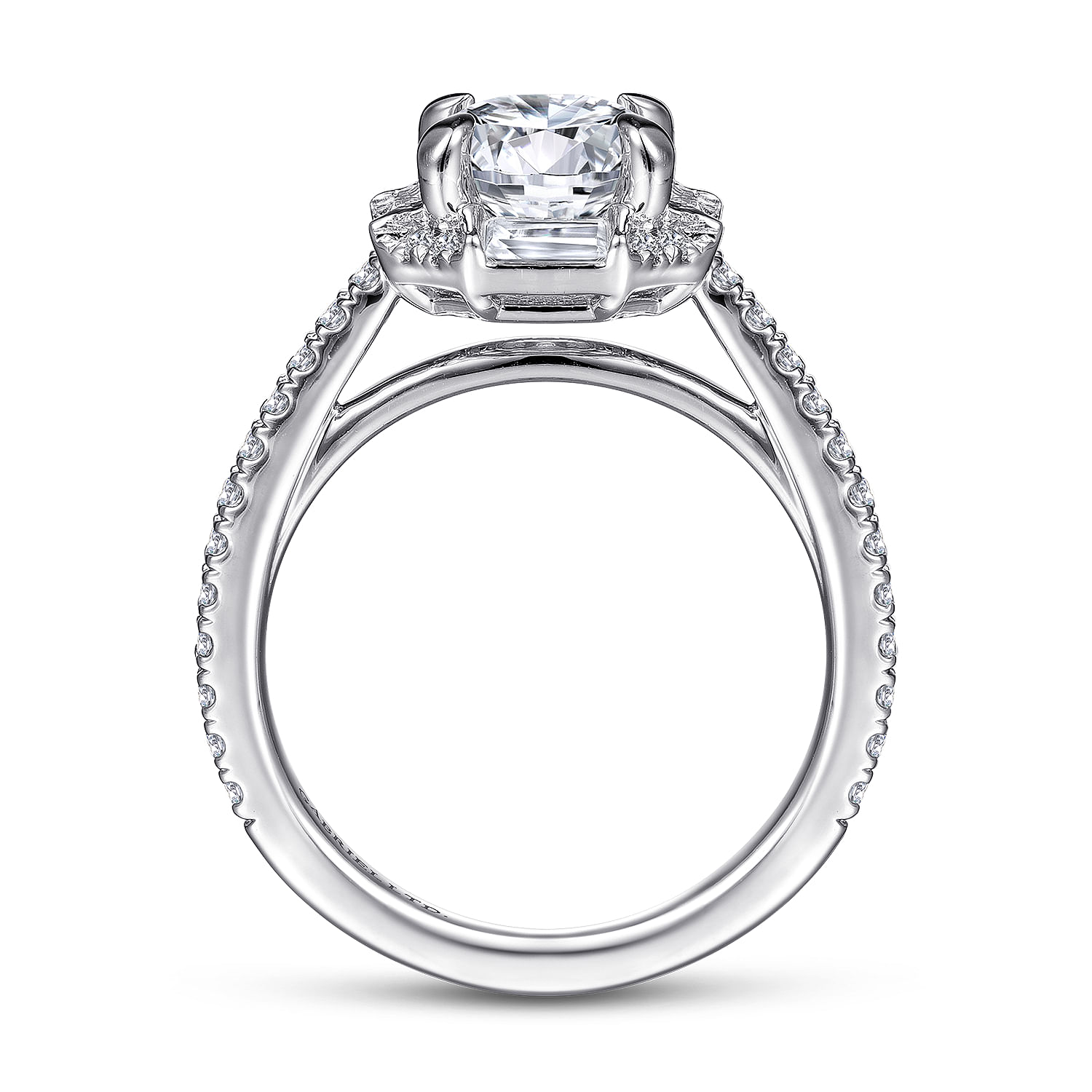 Ryland - 18K White Gold Octagonal Halo Round Diamond Engagement Ring