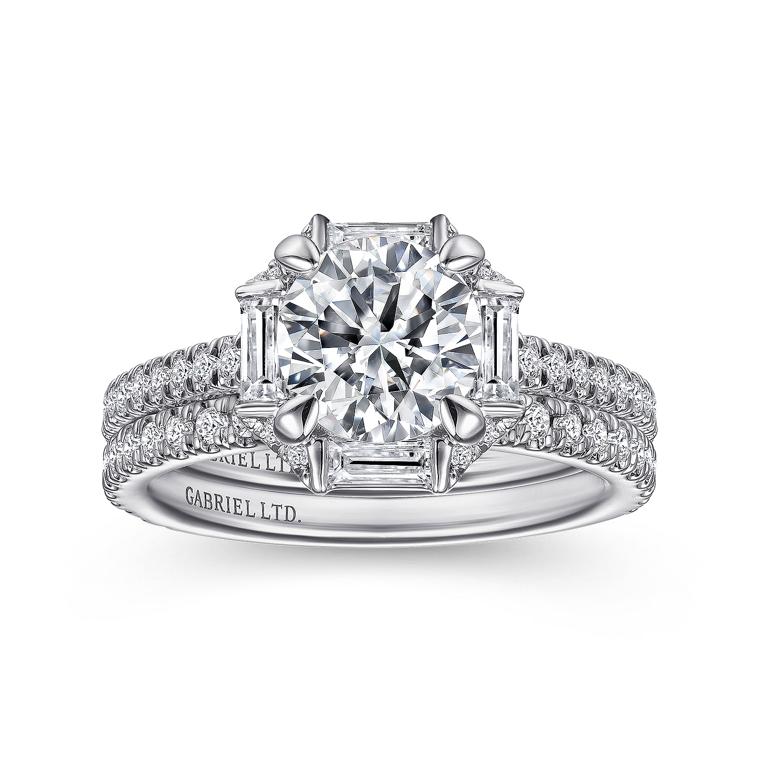 Ryland - 18K White Gold Octagonal Halo Round Diamond Engagement Ring