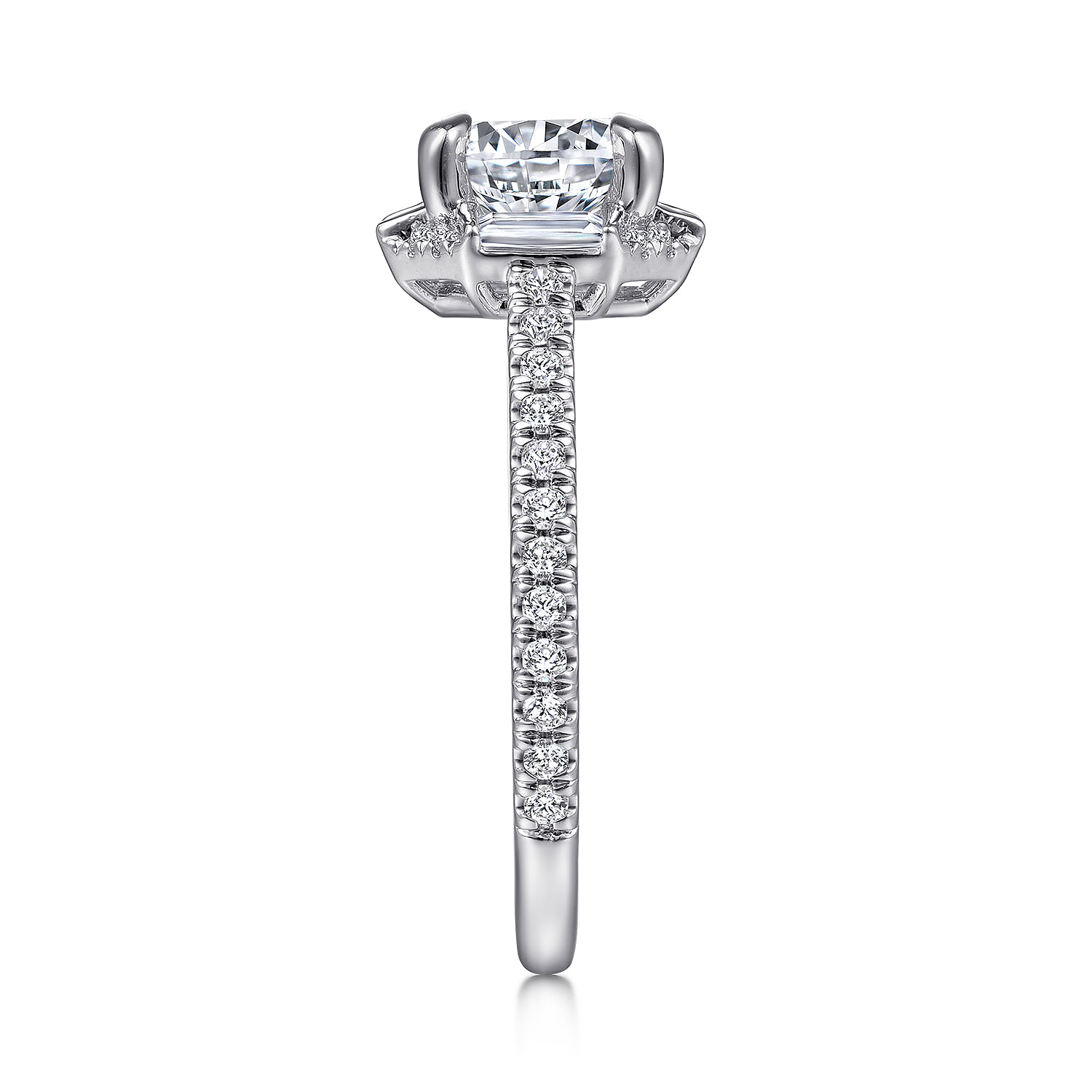 Ryland - 18K White Gold Octagonal Halo Round Diamond Engagement Ring