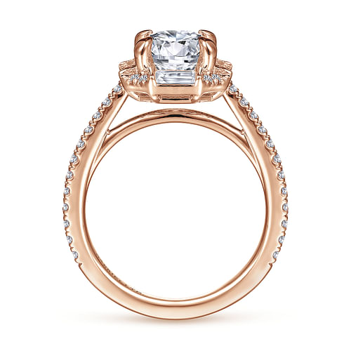 Ryland - 18k Rose Gold Octagonal Halo Round Diamond Engagement Ring - 0.57 ct - Shot 2