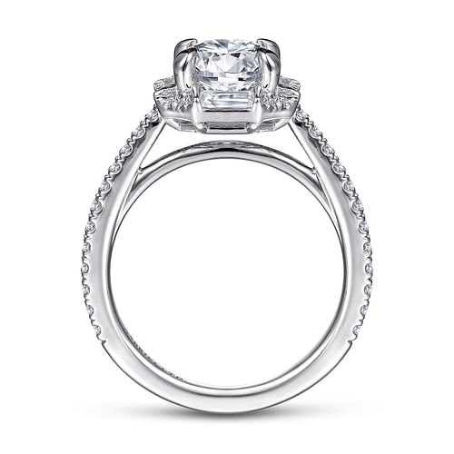 Ryland - 18k White Gold Octagonal Halo Round Diamond Engagement Ring - 0.55 ct - Shot 2