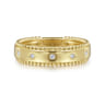 STACKABLES - 14K Yellow Gold Bujukan Diamond Bezel Wide Stackable Ladies Ring - 0.04 ct