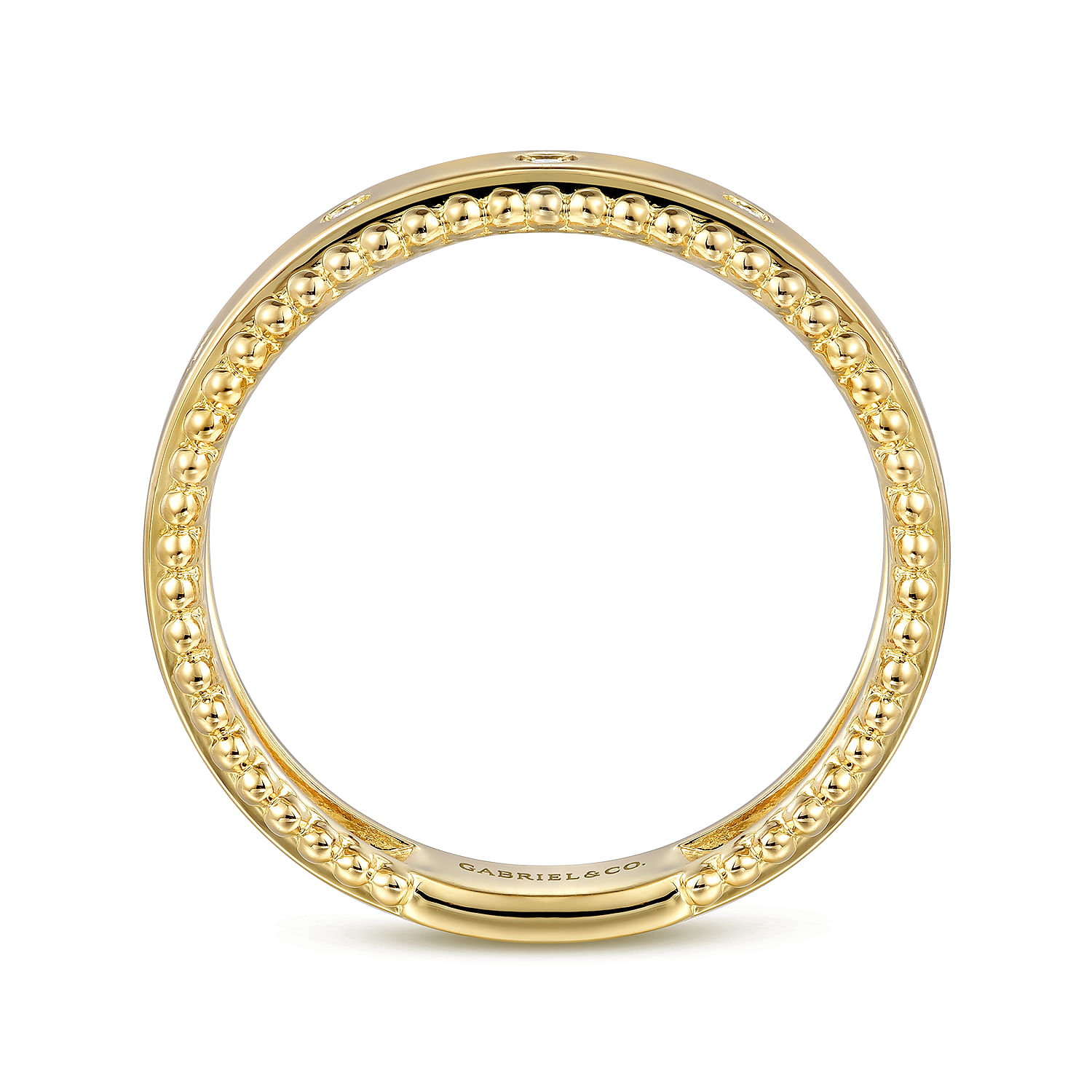 STACKABLES - 14K Yellow Gold Bujukan Diamond Bezel Wide Stackable Ladies Ring