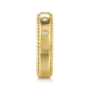 STACKABLES - 14K Yellow Gold Bujukan Diamond Bezel Wide Stackable Ladies Ring