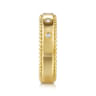 STACKABLES - 14K Yellow Gold Bujukan Diamond Bezel Wide Stackable Ladies Ring - 0.04 ct