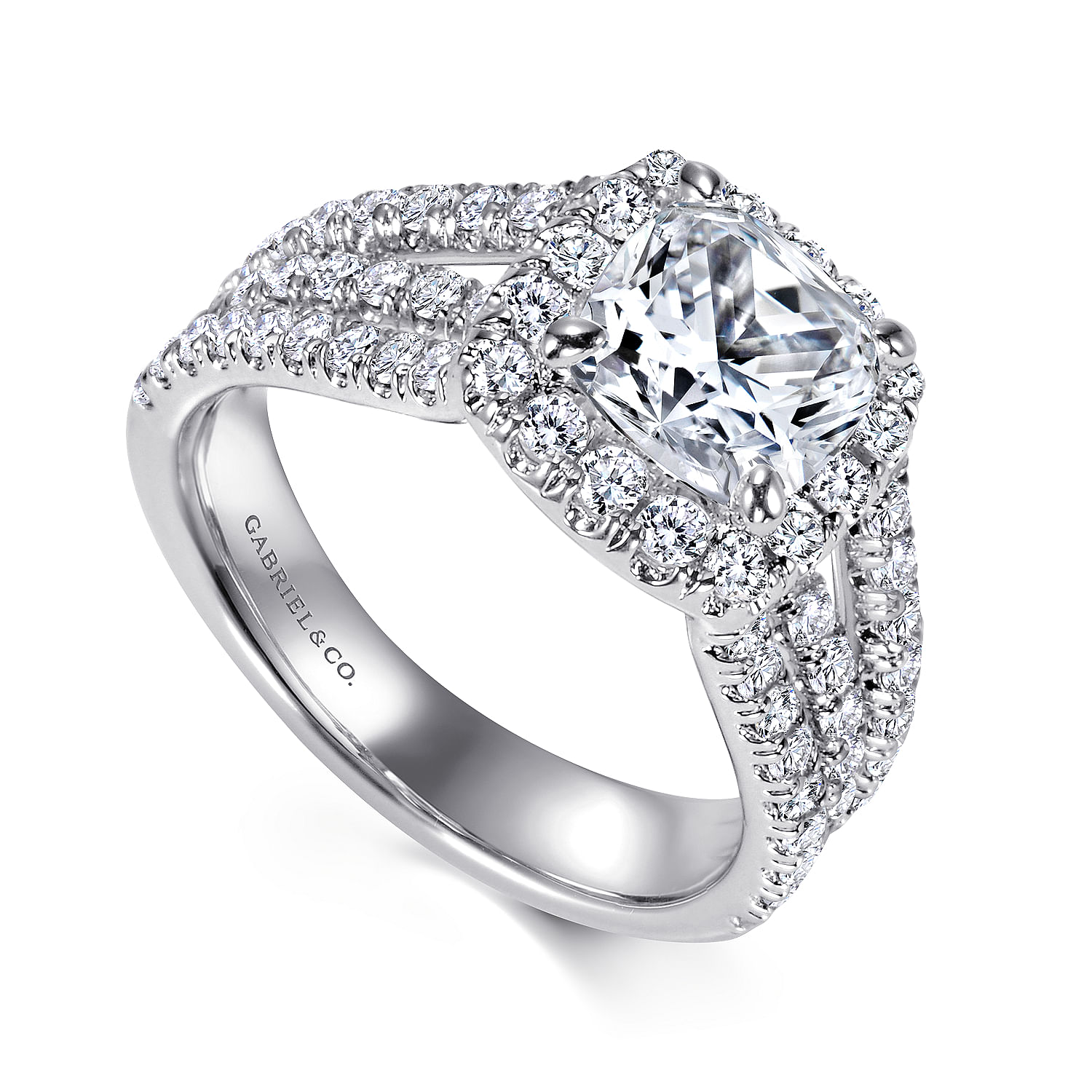 Sabrina - 14K White Gold Cushion Halo Diamond Engagement Ring - 1.12 ct - Shot 3