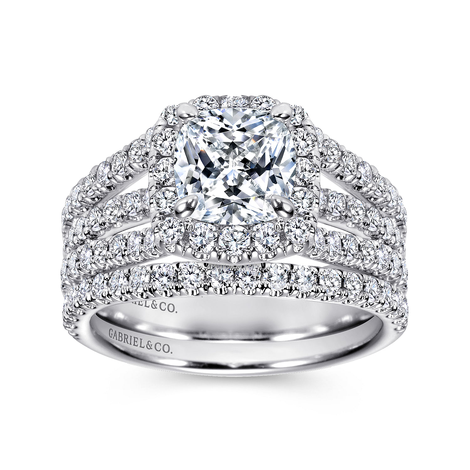 Sabrina - 14K White Gold Cushion Halo Diamond Engagement Ring - 1.12 ct - Shot 4