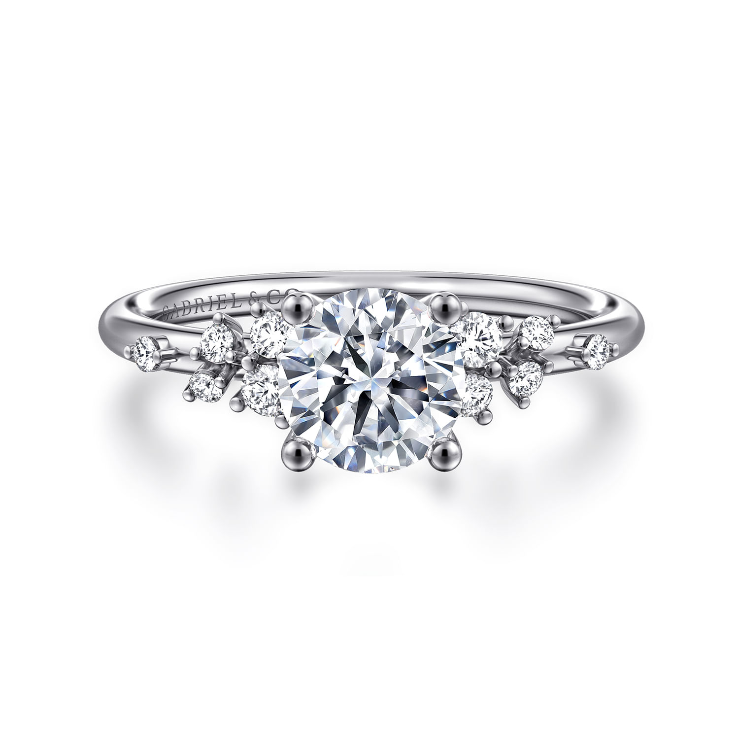 Sacred - 14K White Gold Round Diamond Engagement Ring