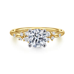 Sacred - 14K Yellow-White Gold Round Diamond Engagement Ring
