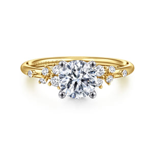 Sacred - 14K Yellow-White Gold Round Diamond Engagement Ring