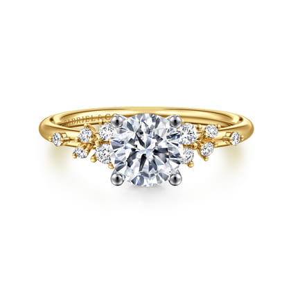 Sacred - 14K Yellow-White Gold Round Diamond Engagement Ring