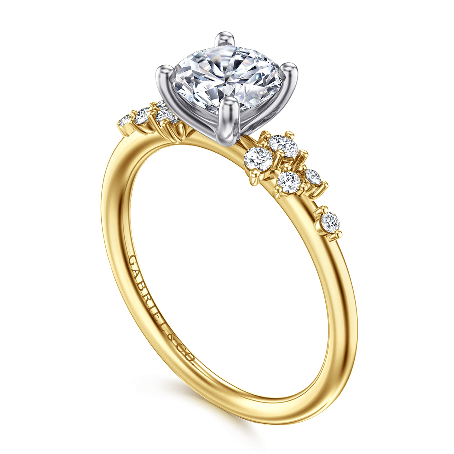 Sacred - 14K Yellow-White Gold Round Diamond Engagement Ring