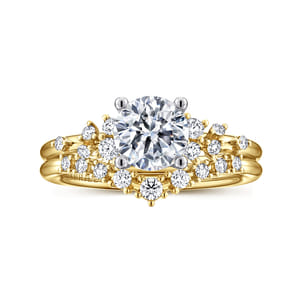 Sacred - 14K Yellow-White Gold Round Diamond Engagement Ring