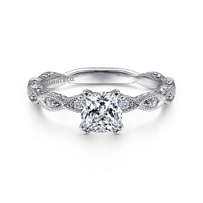 Sadie - 14K White Gold Cushion Cut Diamond Engagement Ring