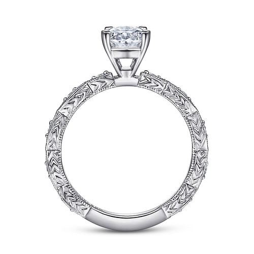 Sadie - 14K White Gold Oval Diamond Engagement Ring - 0.12 ct - Shot 2