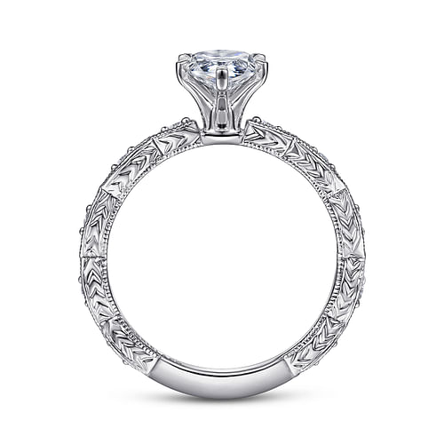 Sadie - 14K White Gold Pear Shape Diamond Engagement Ring - 0.12 ct - Shot 2