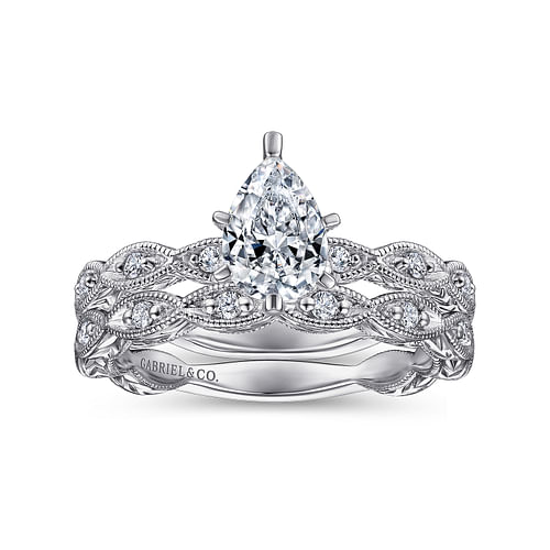 Sadie - 14K White Gold Pear Shape Diamond Engagement Ring - 0.12 ct - Shot 4