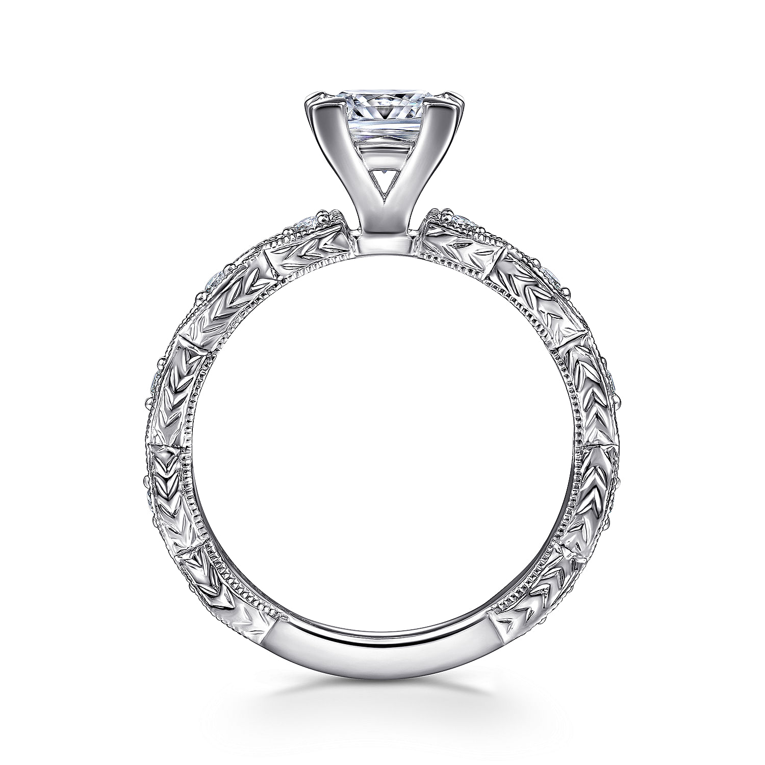 Sadie - 14K White Gold Princess Cut Diamond Engagement Ring - 0.12 ct - Shot 2