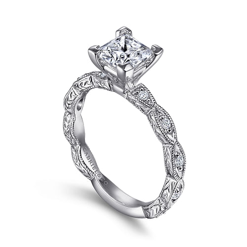 Sadie - 14K White Gold Princess Cut Diamond Engagement Ring - 0.12 ct - Shot 3