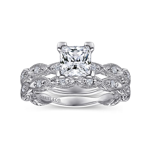 Sadie - 14K White Gold Princess Cut Diamond Engagement Ring - 0.12 ct - Shot 4
