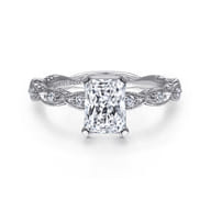 Sadie - 14K White Gold Rectangular Radiant Cut Diamond Engagement Ring