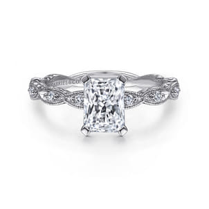 Sadie - 14K White Gold Rectangular Radiant Cut Diamond Engagement Ring