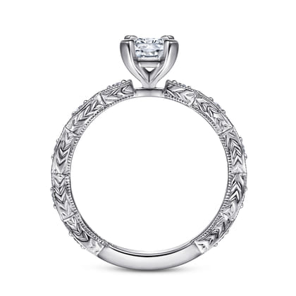 Sadie - 14K White Gold Rectangular Radiant Cut Diamond Engagement Ring