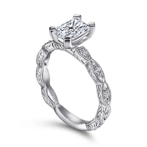 Sadie - 14K White Gold Rectangular Radiant Cut Diamond Engagement Ring