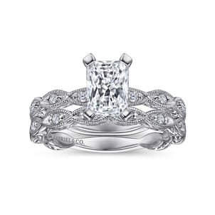 Sadie - 14K White Gold Rectangular Radiant Cut Diamond Engagement Ring