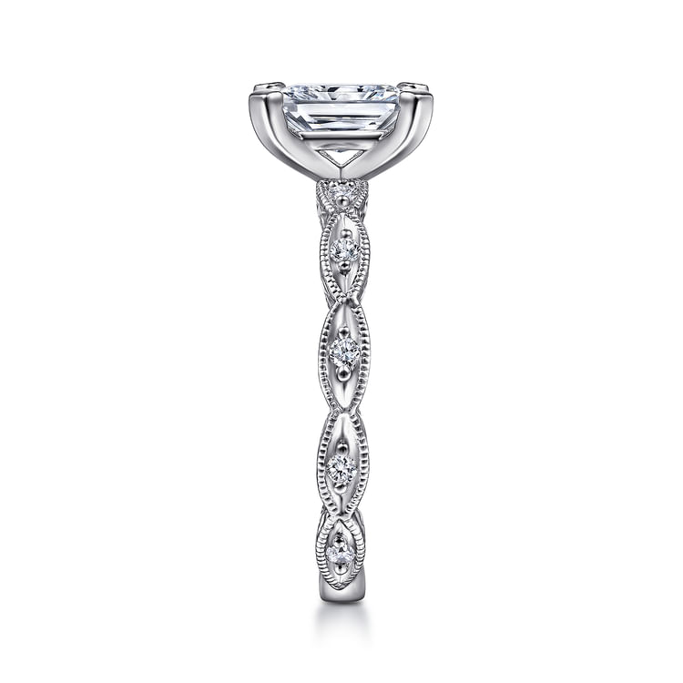 Sadie - 14K White Gold Rectangular Radiant Cut Diamond Engagement Ring