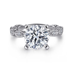 Sadie - 14K White Gold Twisted Round Diamond Engagement Ring