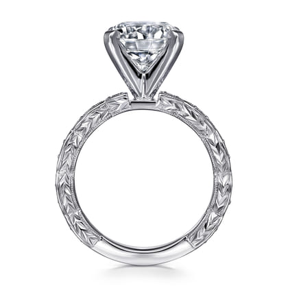 Sadie - 14K White Gold Twisted Round Diamond Engagement Ring