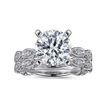 Sadie - 14K White Gold Twisted Round Diamond Engagement Ring
