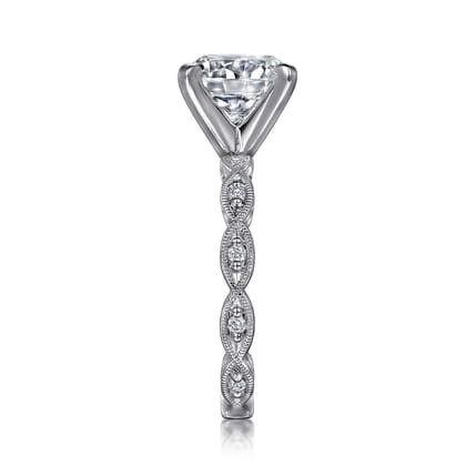 Sadie - 14K White Gold Twisted Round Diamond Engagement Ring
