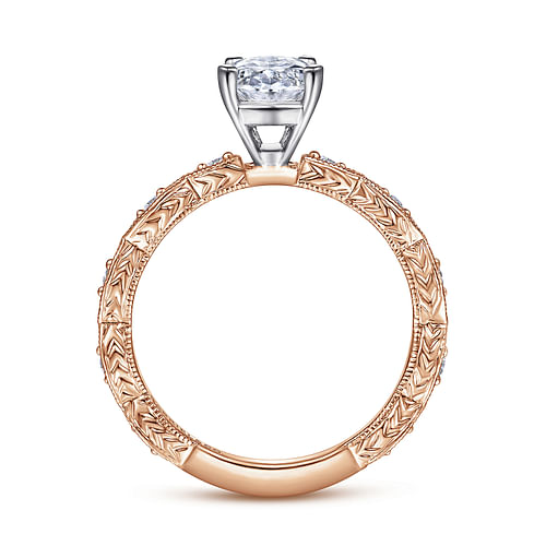 Sadie - 14K White-Rose Gold Oval Diamond Engagement Ring - 0.12 ct - Shot 2
