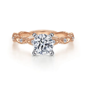 Sadie - 14K White-Rose Gold Round Diamond Engagement Ring