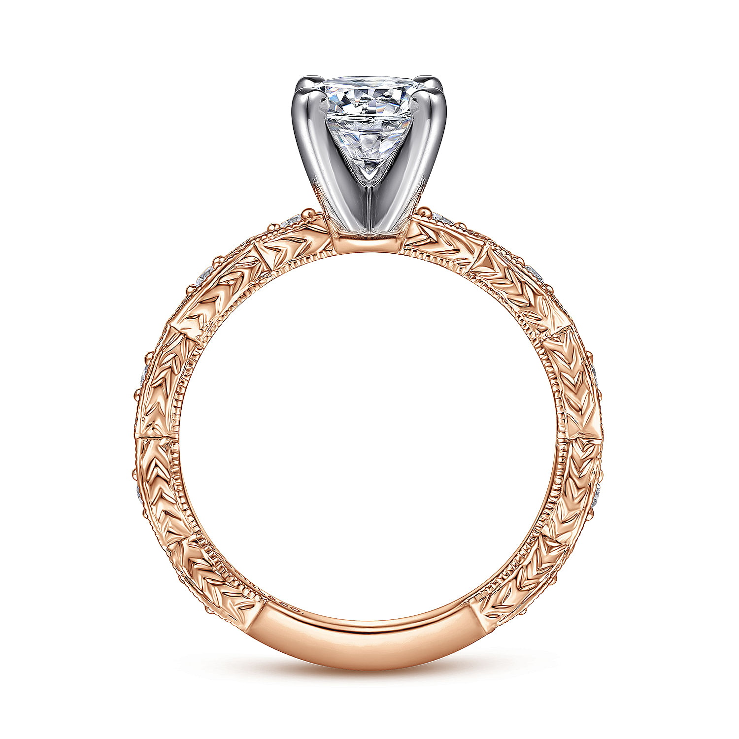 Sadie - 14K White-Rose Gold Round Diamond Engagement Ring