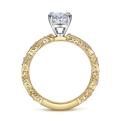 Sadie - 14K White-Yellow Gold Oval Diamond Engagement Ring